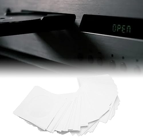 100er-Pack Dicke Weisse CD-DVD-Hüllen aus Papier mit Fensterausschnitt und Klappe, Wiederverwendbare