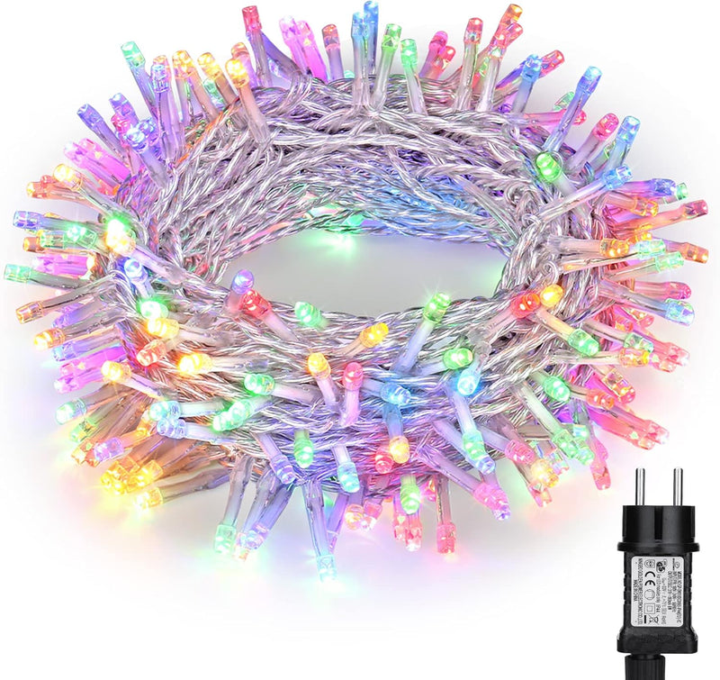 Innen Weihnachten Lichterketten, BrizLabs 15M 100 LED Bunt Weihnachtsdeko Lichterkette Strom 8 Modi