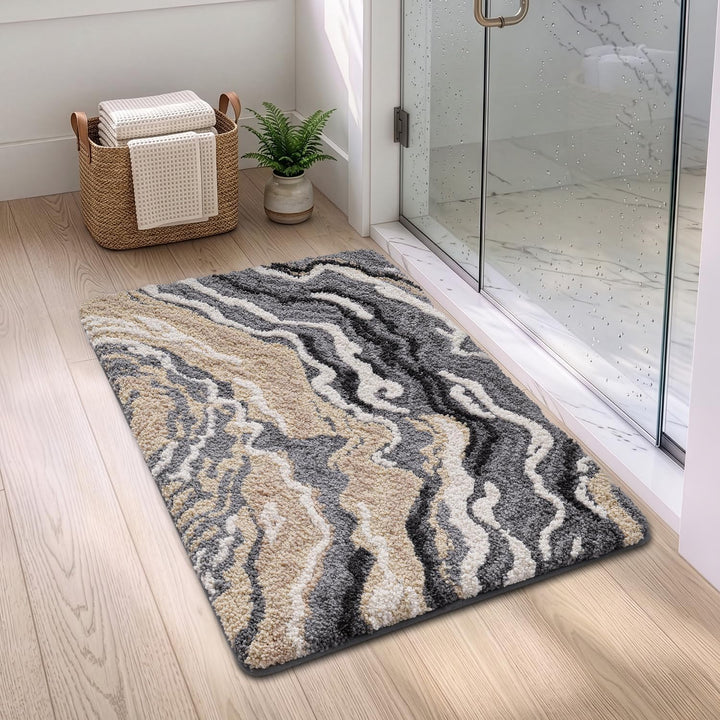 DEXI Badematte rutschfest 50 x 80 cm, waschbar Badezimmerteppich weich Badteppich Mikrofaser Saugfäh