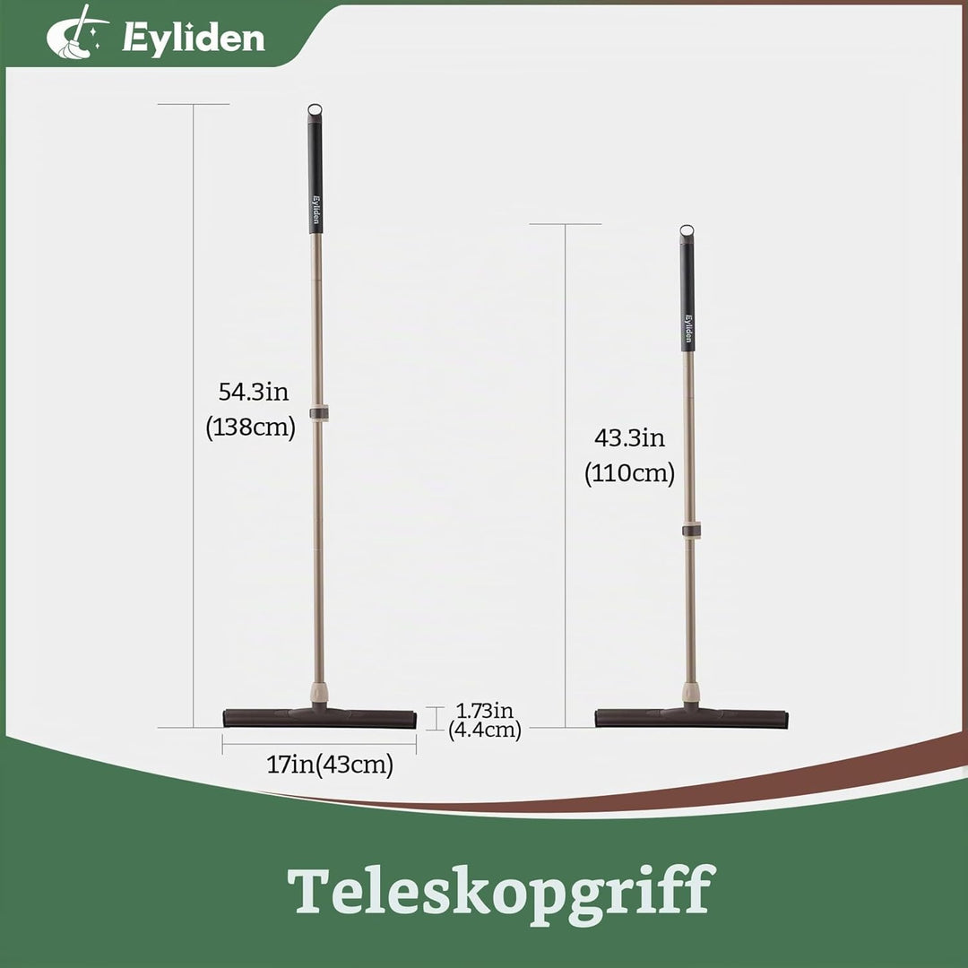 Eyliden Wasserschieber Bodenabzieher, Wasserschieber 45cm mit Teleskopstiel, Wasser Abzieher für Bod