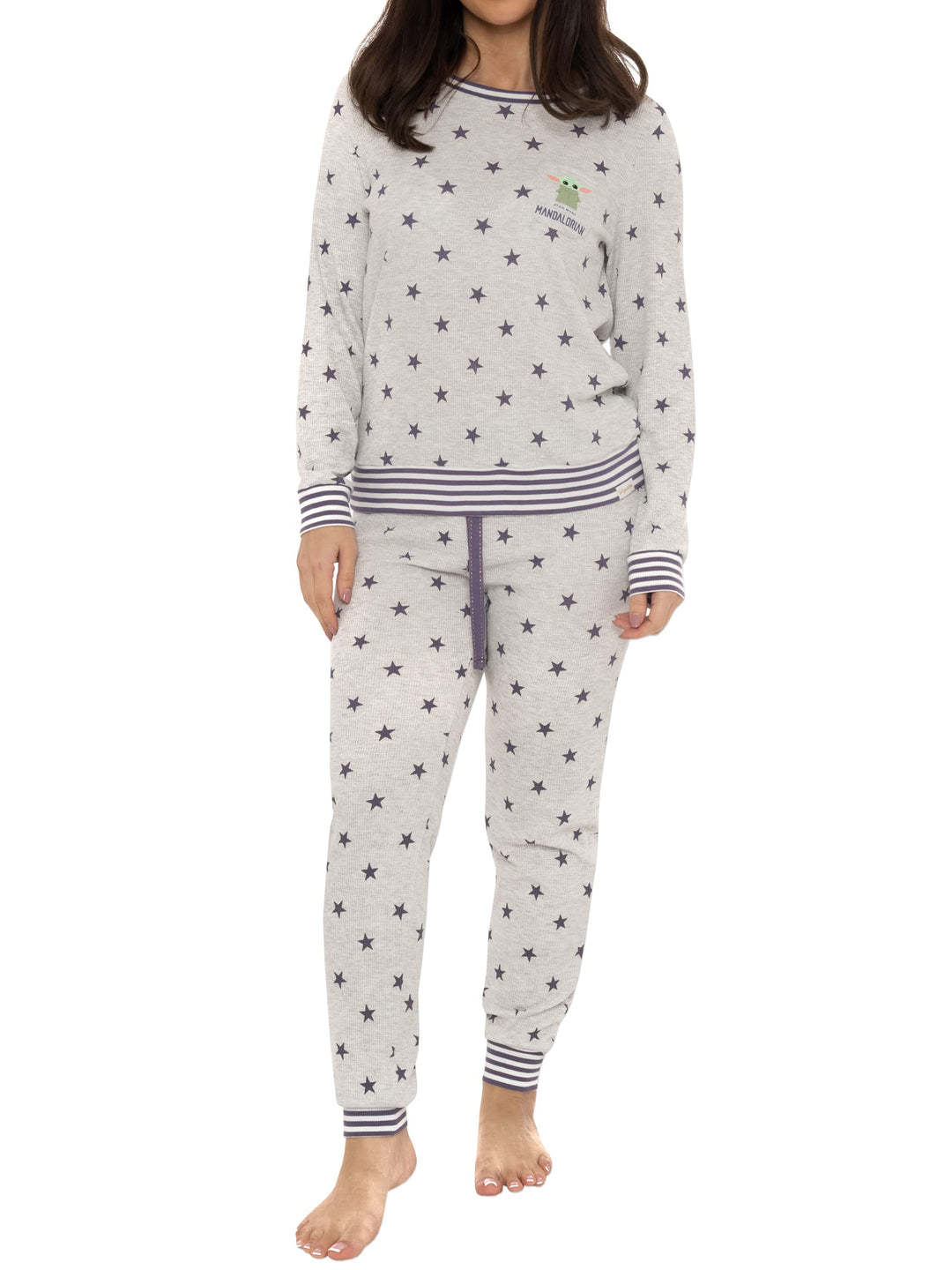 Wingwalker Damen Disney Star Wars Pyjamas Frauen Die Mandalorian Waffle PJs XXL Grau, XXL Grau