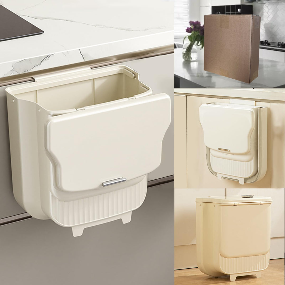 Mülleimer Hängend für Küche, Faltbare Mülleimer mit Deckel 8.5L, Komposteimer für Küche, Camping, Wo