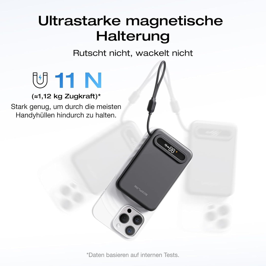 EcoFlow Qi2.2 Magsafe Powerbank 10000mAh 25W mit USB C 36W Kabel, Qi2.2-Zertifiziert Magnetische Pow