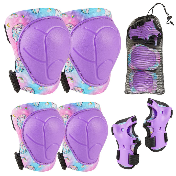 MHJY Knieschoner Kinder Protektoren Set 7 IN 1 Schoner Inliner Kinder, Einhorn Knie und Ellenbogensc