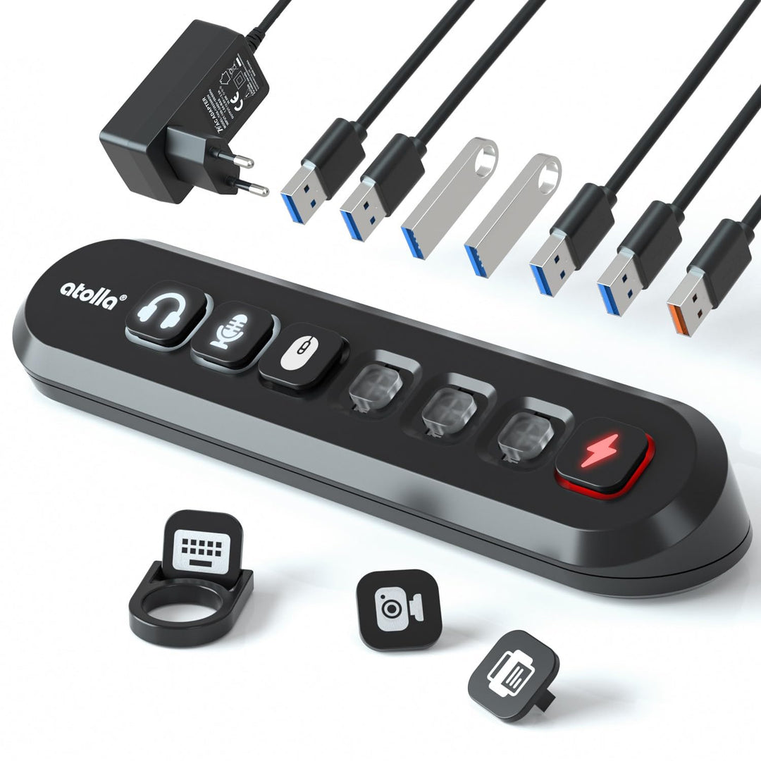 USB Hub Aktiv 3.0 mit Netzteil 36W, atolla Aktiver USB 3.0 Hub 5Gbps USB Verteiler und 1 Fast Charge