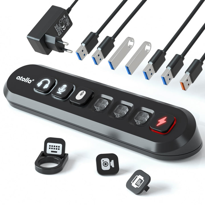 USB Hub Aktiv 3.0 mit Netzteil 36W, atolla Aktiver USB 3.0 Hub 5Gbps USB Verteiler und 1 Fast Charge