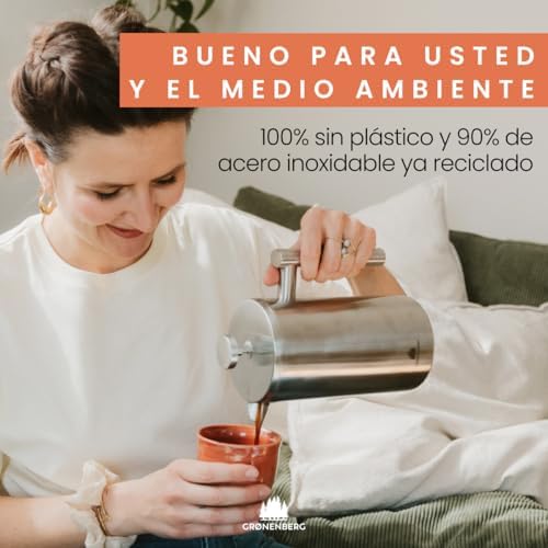 Groenenberg Spar Set 1 | French Press Thermo 320ml + Kaffeemühle manuell | Edelstahl Kaffeepresse Ka