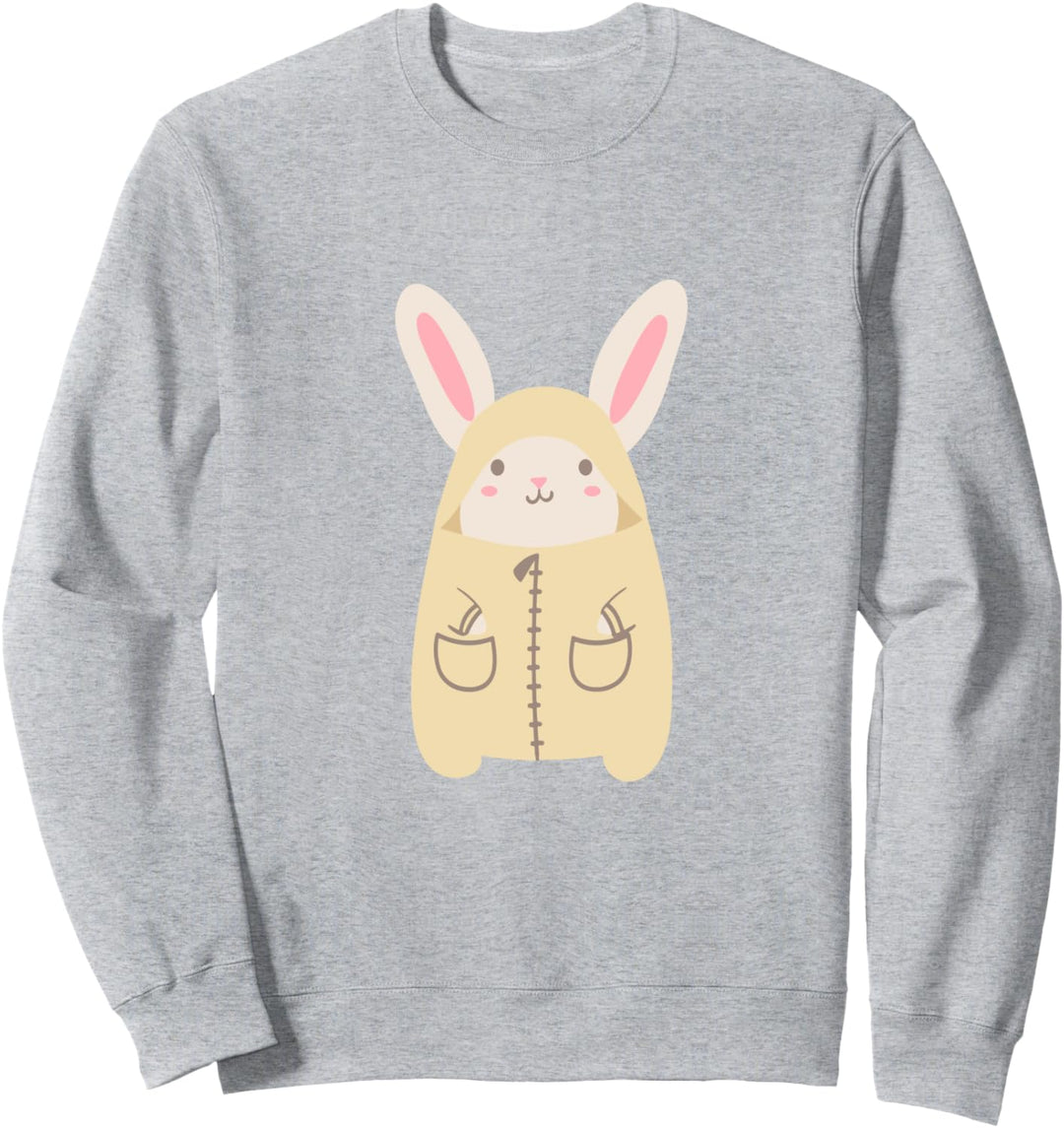 Häschen-Kaninchen-Regenmantel-Karikatur Sweatshirt