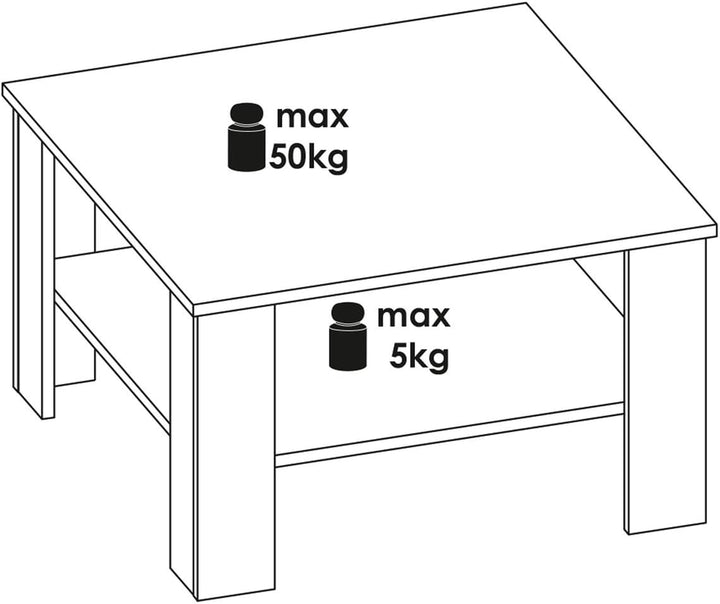 CARO-Möbel Couchtisch Wohnzimmertisch Felice in Beton Optik mit Stauraum, 68x68 cm Betonoptik, Beton