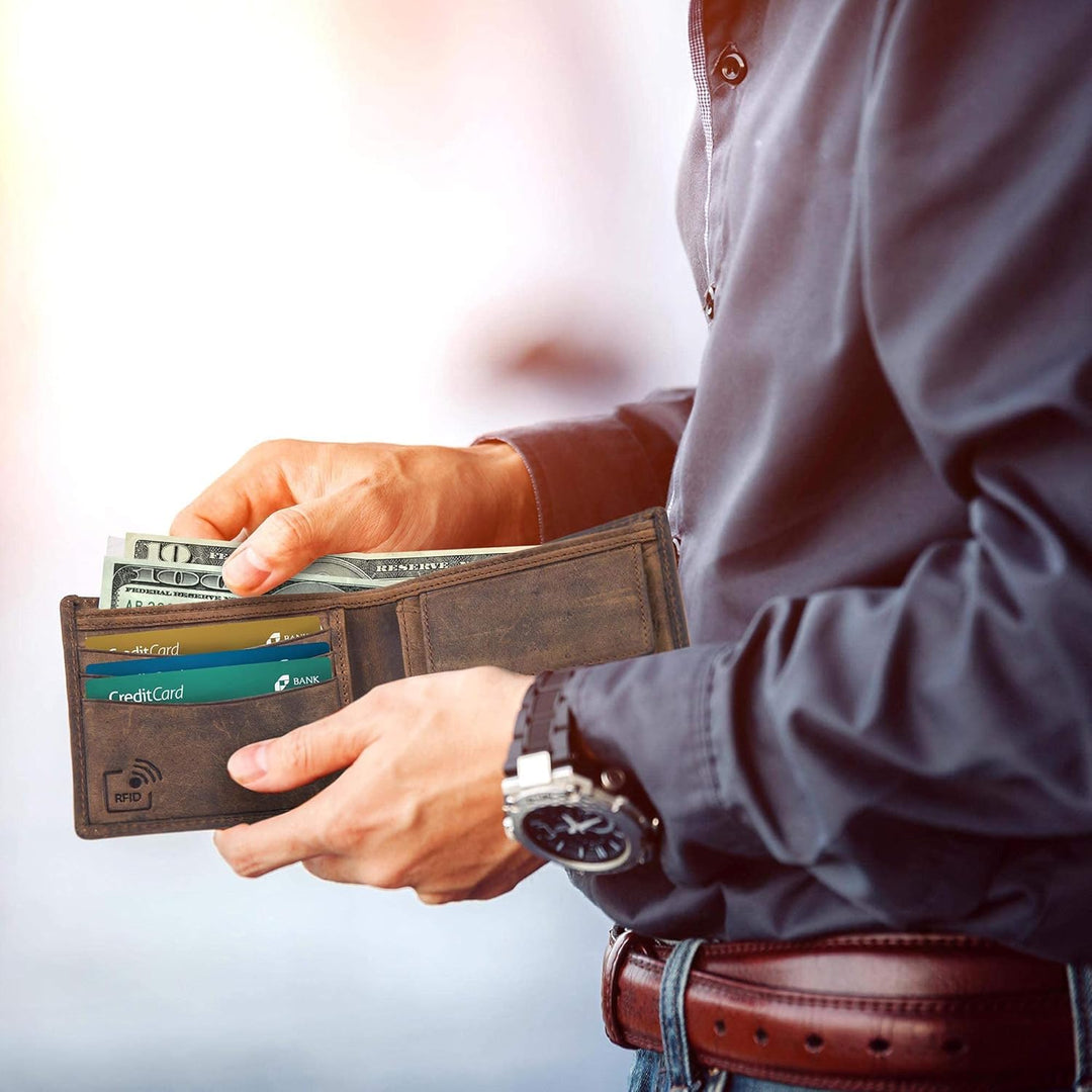moonster Geldbörse Herren RFID Geldbeutel Herren-Bargeld &amp; Karten sicher organisiert leicht zugängli