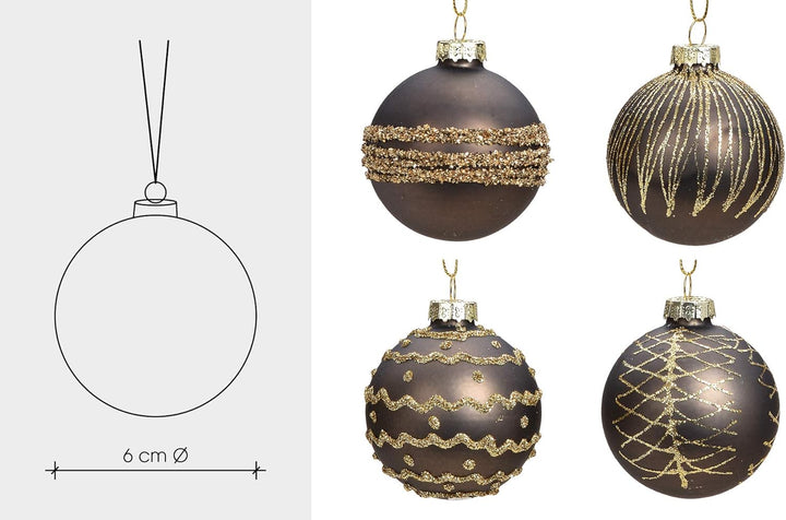 MC 12er Set edle Luxus Glas Weihnachtskugeln Ø 6cm Weihnachtsbaum Kugeln Christbaumkugeln Weihnachts