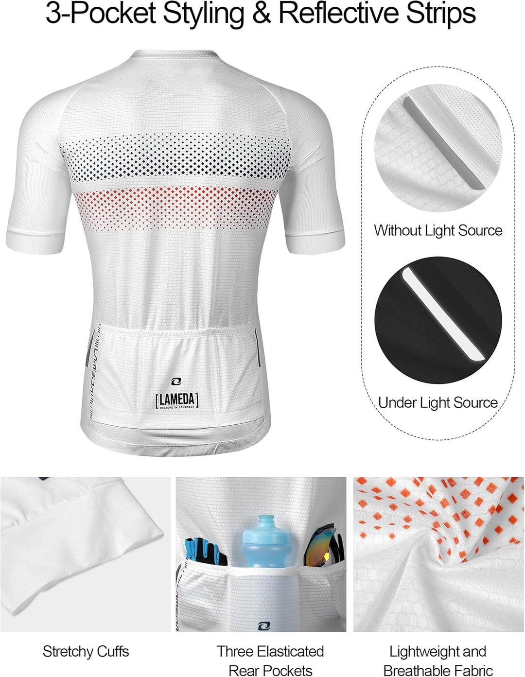 LAMEDA Kurzarm Radtrikot Herren Damen T-Shirt Atmungsaktiv Schnell Trocknen Hautfreundlich Material