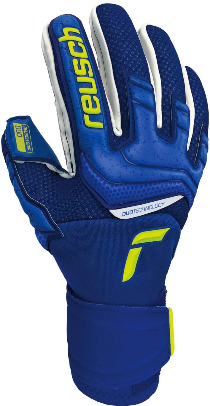 Reusch Unisex – Erwachsene Attrakt Duo Torwarthandschuh 9 deepblu/safe yell/dep blu, 9 deepblu/safe