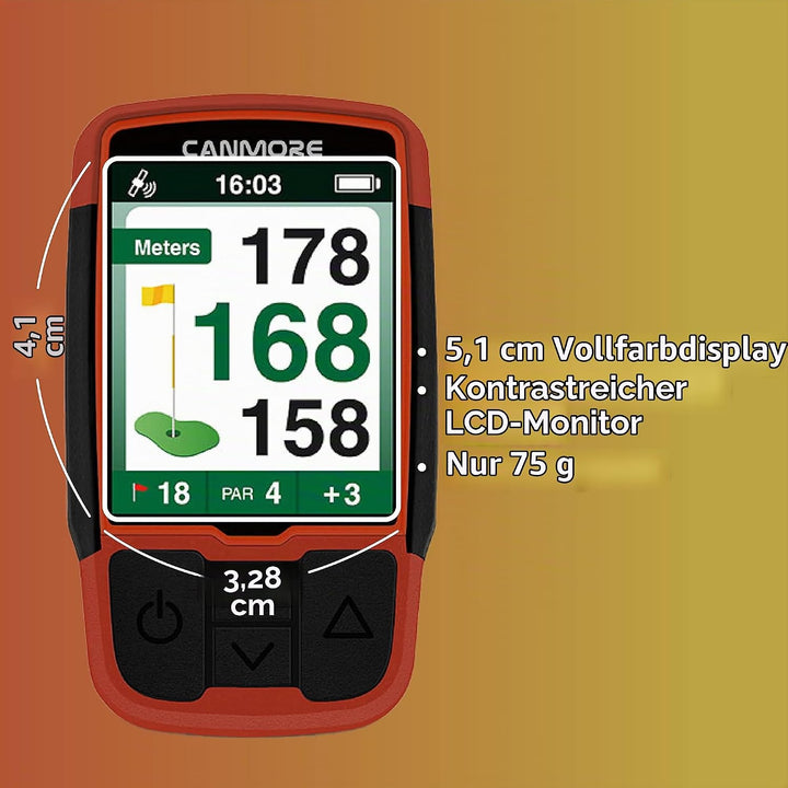 Canmore HG200 Golf-GPS – Wasserdichtes 2-Zoll-Vollfarbdisplay mit über 41.000 wichtigen Golfplatzdat