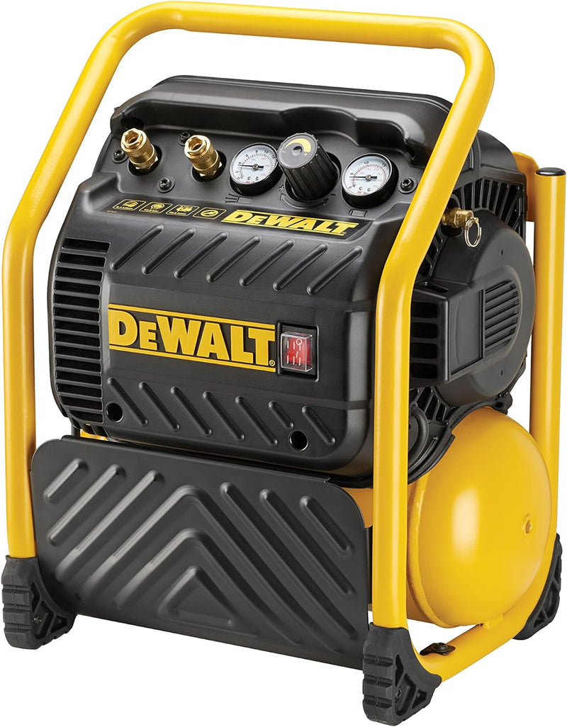 DeWalt Kompressor (1100 W, 10 L, 13.8 bar, ölfreier Motor, mit zwei Luftausgängen und seitlichem Rol