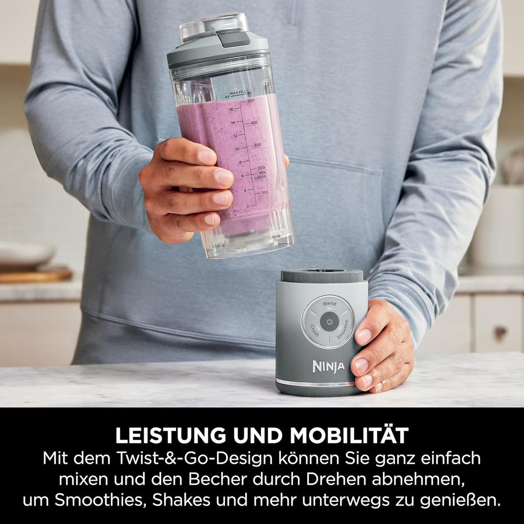 Ninja Blast Max Tragbarer Mixer/Blender/Smoothie Maker, 570 ml, wiederaufladbar, Mixbecher & auslauf