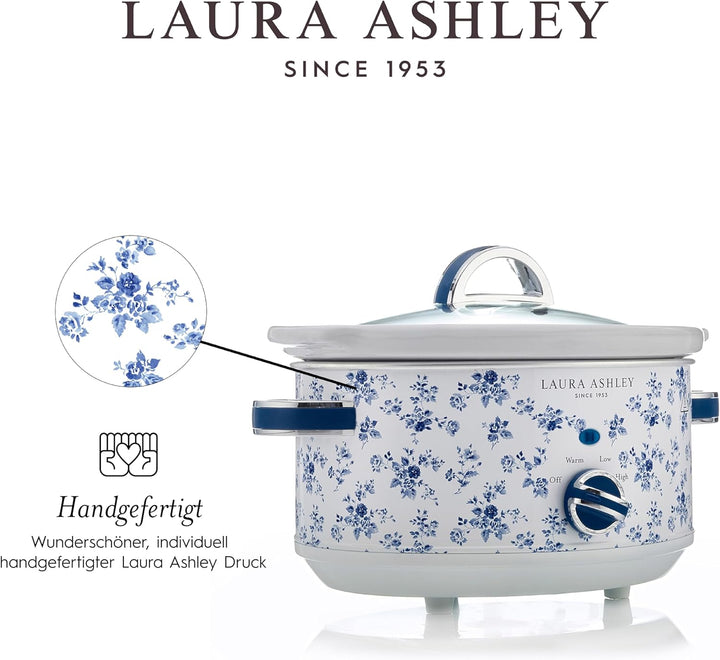 Laura Ashley 3,5 Liter Schongarer mit China Rose Print von VQ - Slowcooker für 4 bis 5 Personen, Ene