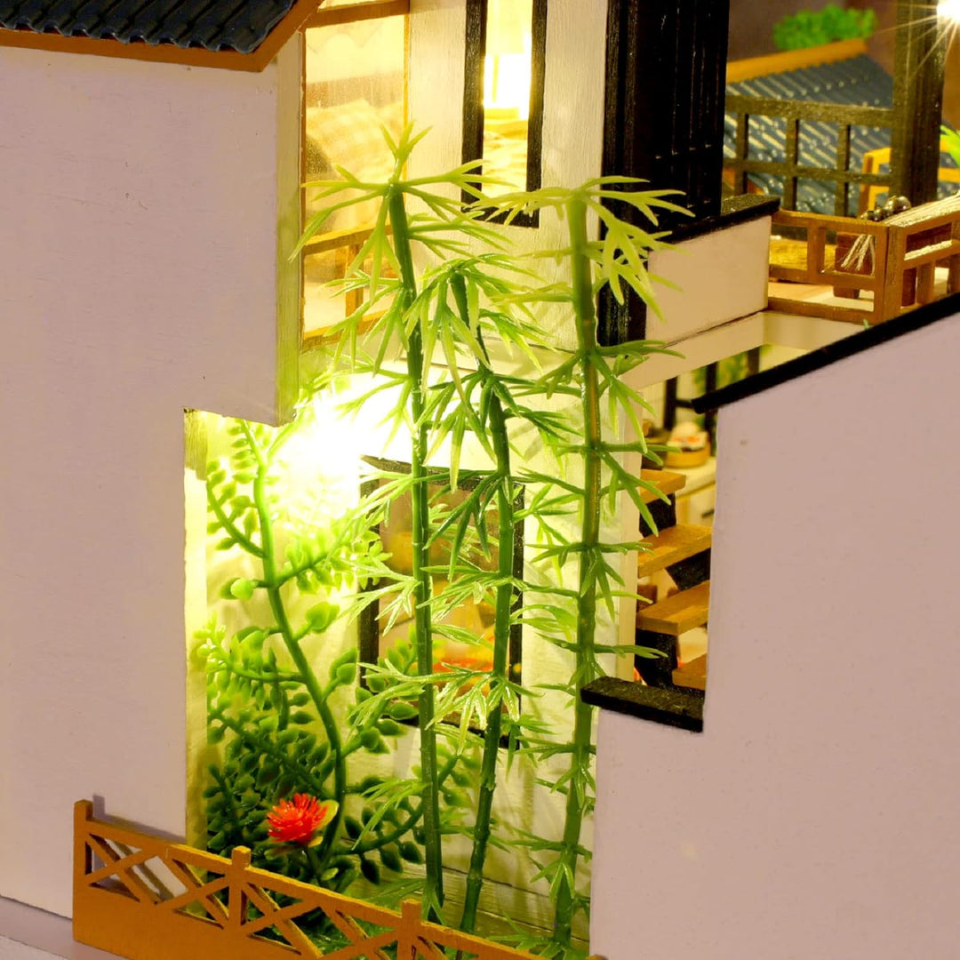 Cuteefun DIY Miniatur Puppenhaus Kit zum BAU Miniatur Haus mit Musik Möbeln und Werkzeugen Selber Ba