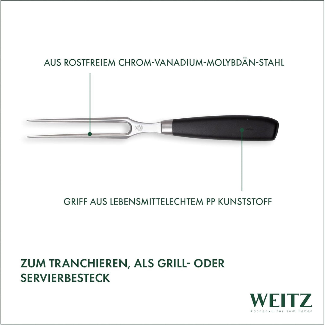 WEITZ Fleischgabel 16cm – Robuste Tranchiergabel aus rostfreiem Edelstahl – Ergonomischer Griff für