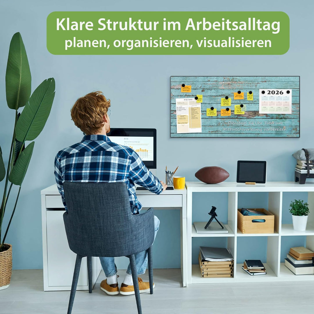 banjado Magnettafel schwarz 78 x 37cm / Magnetwand Metall/Magnetpinnwand als Memoboard/Pinnwand Magn