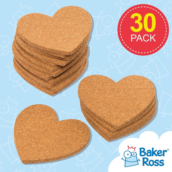 Baker Ross Grosspackung Kork-Untersetzer „Herz“ (30 Stück) – Bastelidee zum Valentinstag oder Mutter