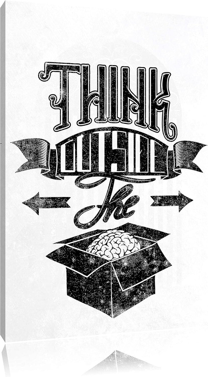 Think outside the box white Bild auf Leinwand, XXL riesige Bilder fertig gerahmt mit Keilrahmen, Kun
