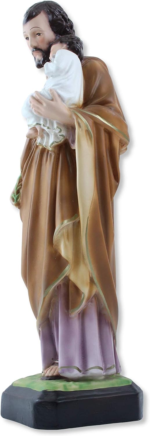Proposte Religiose Josef Statue aus Kunstharz, Höhe 30 cm, handbemalt.
