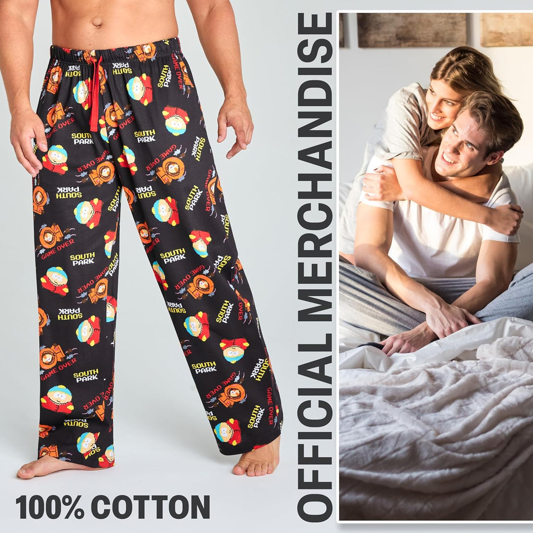 South Park Herren Lang Pyjamahose - bequemer Schlafanzug S Schwarz/Multi, S Schwarz/Multi