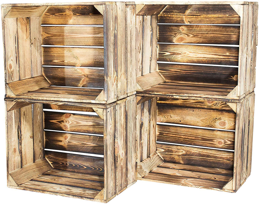 4er Set - flammbierte Obstkiste 50x40x30cm