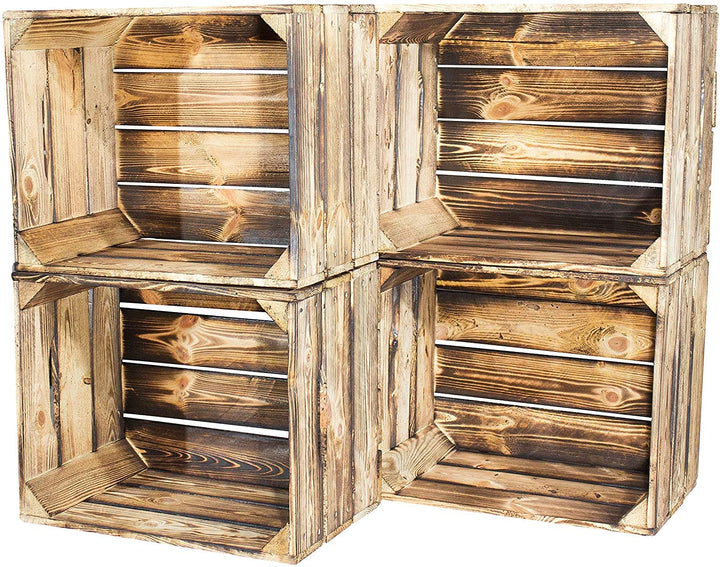 4er Set - flammbierte Obstkiste 50x40x30cm