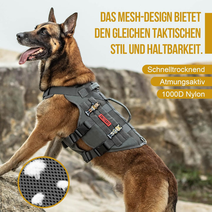 OneTigris Hundegeschirr Kleine Hunde, AIRE MESH Taktisches Anti Zug Geschirr mit 2 Griff Verstellbar