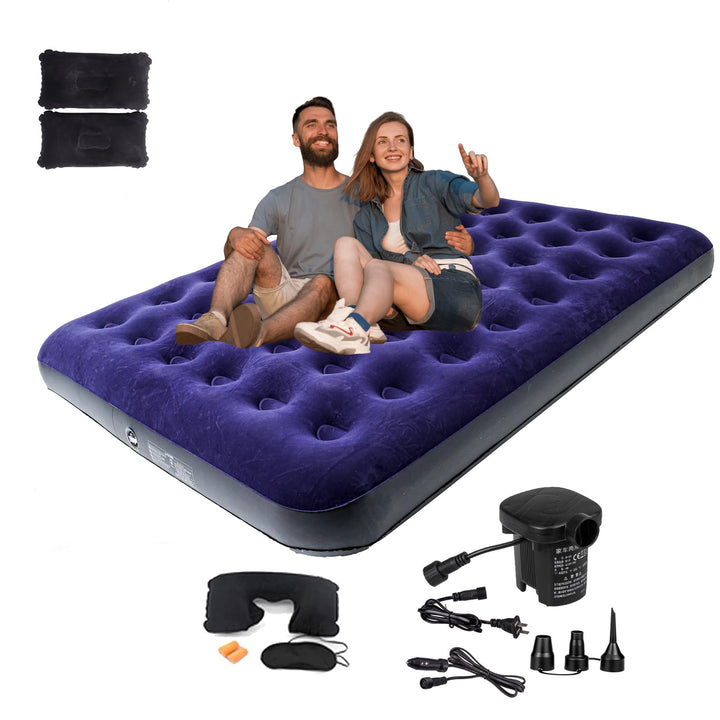 Icelus Doppel Aufblasbares Luftbett 204x 153 x 23 cm mit Luftpumpe,Campingmatratze Luftmatratze Aufb