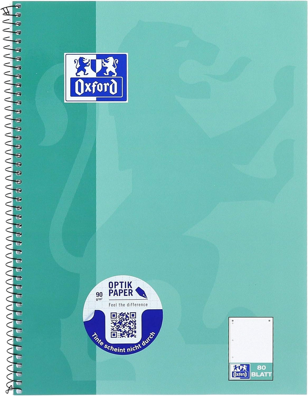 Oxford Collegeblock A4 punktkariert/dotted, 80 Blatt, grünblau, 5 Stück punktkariert Single, punktka
