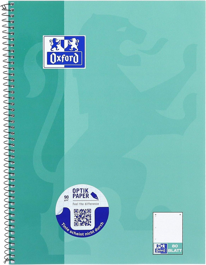 Oxford Collegeblock A4 punktkariert/dotted, 80 Blatt, grünblau, 5 Stück punktkariert Single, punktka