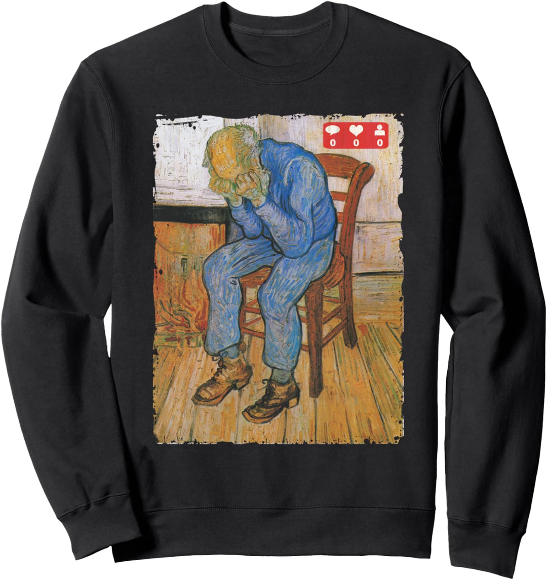 Funny Van Gogh Social Media Pun T Shirt Distressed Graphic Sweatshirt