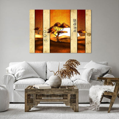 Bilder auf Leinwand 100x70cm Leinwandbild Modern baum savanne wüste Gross Wanddeko Bild Schlafzimmer