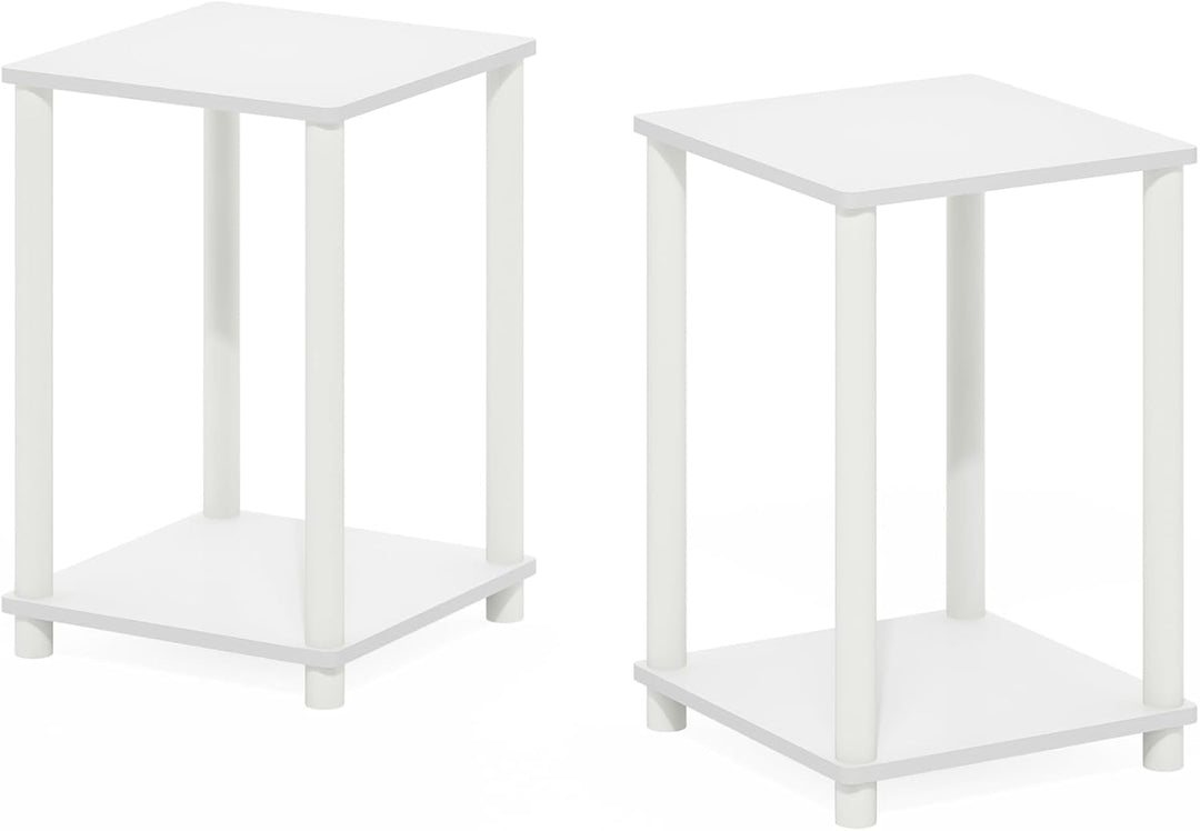 Furinno Turn-N-Tube Haydn Beistelltisch, Weiss/Weiss, 2er-Set Weiss/Weiss 2er set, Weiss/Weiss 2er s