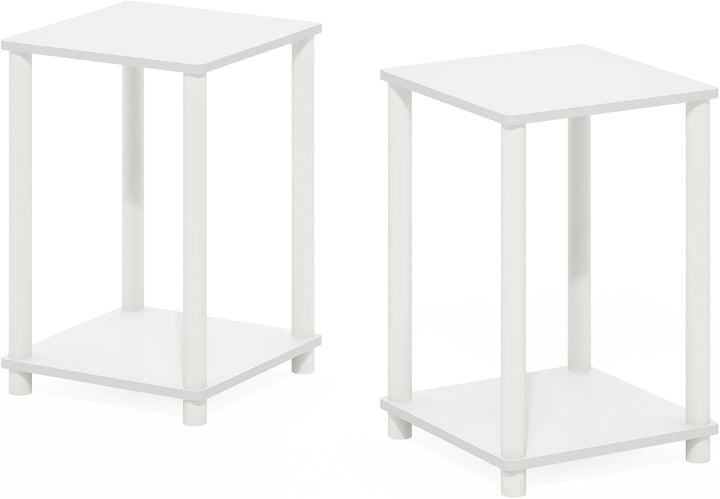 Furinno Turn-N-Tube Haydn Beistelltisch, Weiss/Weiss, 2er-Set Weiss/Weiss 2er set, Weiss/Weiss 2er s