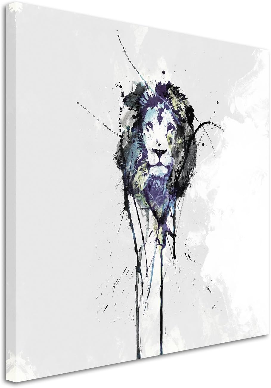 Paul Sinus Art Leon 60x60cm Keilrahmenbild Kunstbild Aquarell Art Wandbild auf Leinwand fertig gerah