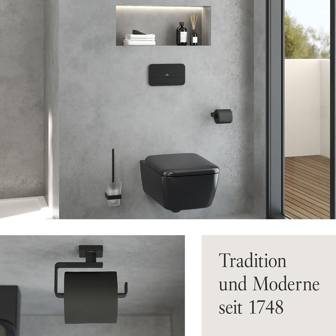 Villeroy &amp; Boch Elements - Striking Toilettenpapierhalter ohne Deckel, Klopapierhalter für Wandmonta