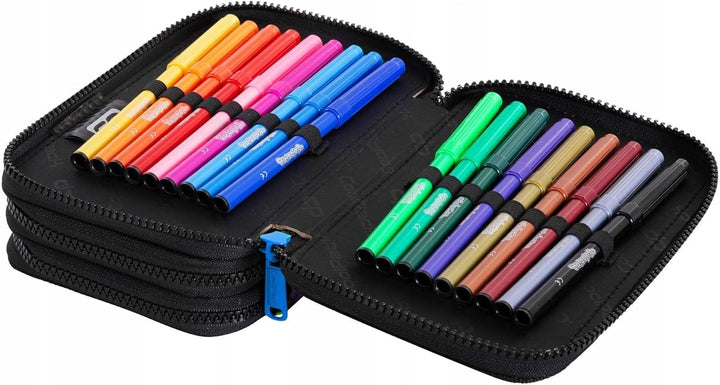 COOLPACK Jumper 3 Football XXL Pencil Case 44 Pieces with Patch Filled Student Case 3-Tier