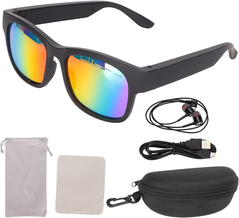 ASHATA Smart Audio Brille, Open Ear Wireless Bluetooth Sonnenbrille mit Kopfhörer, Noise Cancelling