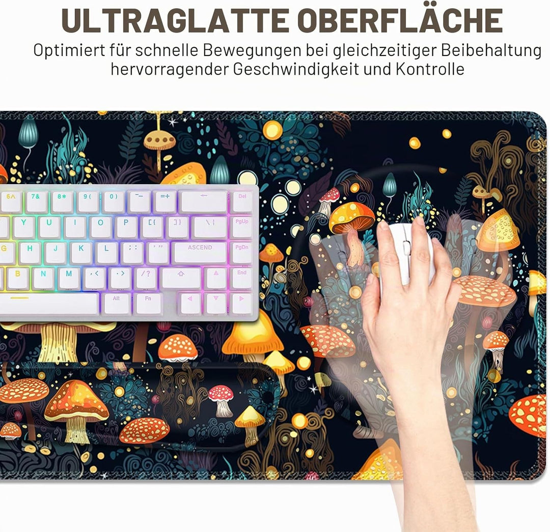 Gaming-Mauspad, grosse Schreibtischunterlage, niedlicher Schreibtischunterlage, 4-in-1 XXL-Mauspad +