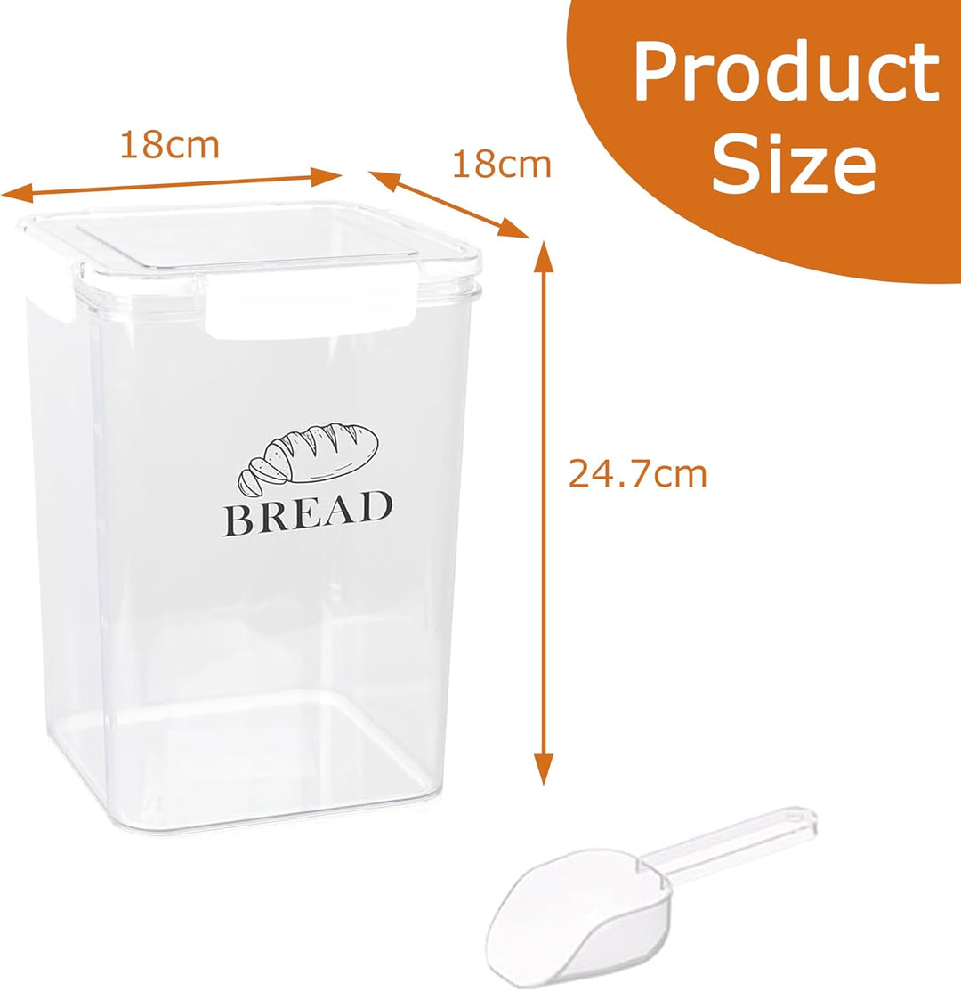 Brotbox Aufbewahrung mit Deckel Clipverschluss – luftdichte Brot Aufbewahrungsdose transparent aus K
