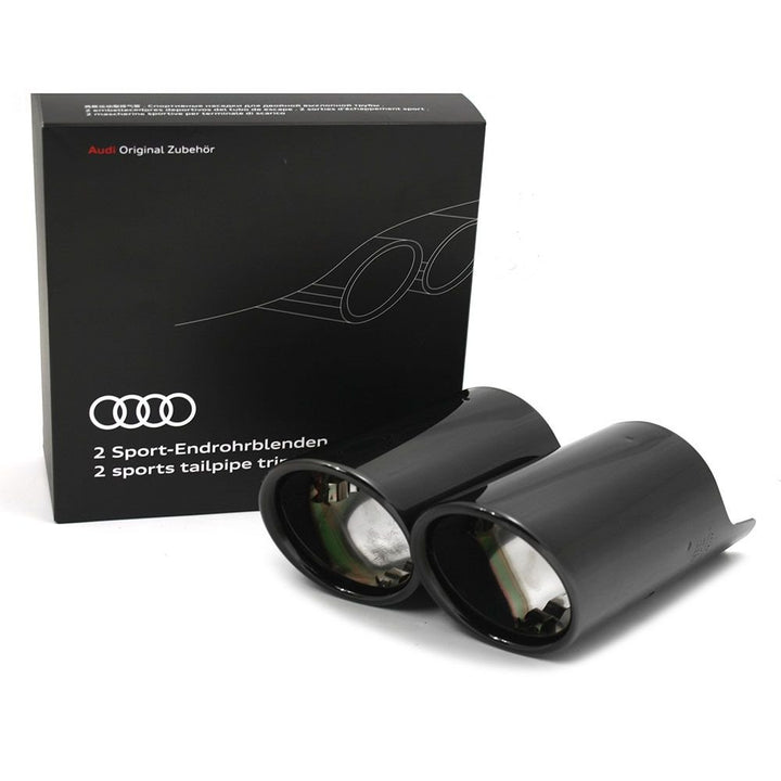 Original Audi Q2 Sport Endrohrblenden schwarz verchromt 2-flutig links Exterieur Auspuffblenden 81A0