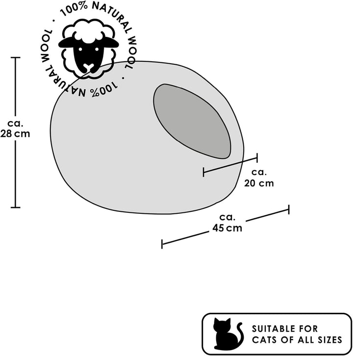 LucyBalu® Premium Katzenhöhle aus Filz | Natürliches Katzenbett aus 100% Flauschiger Wolle | Filzhöh