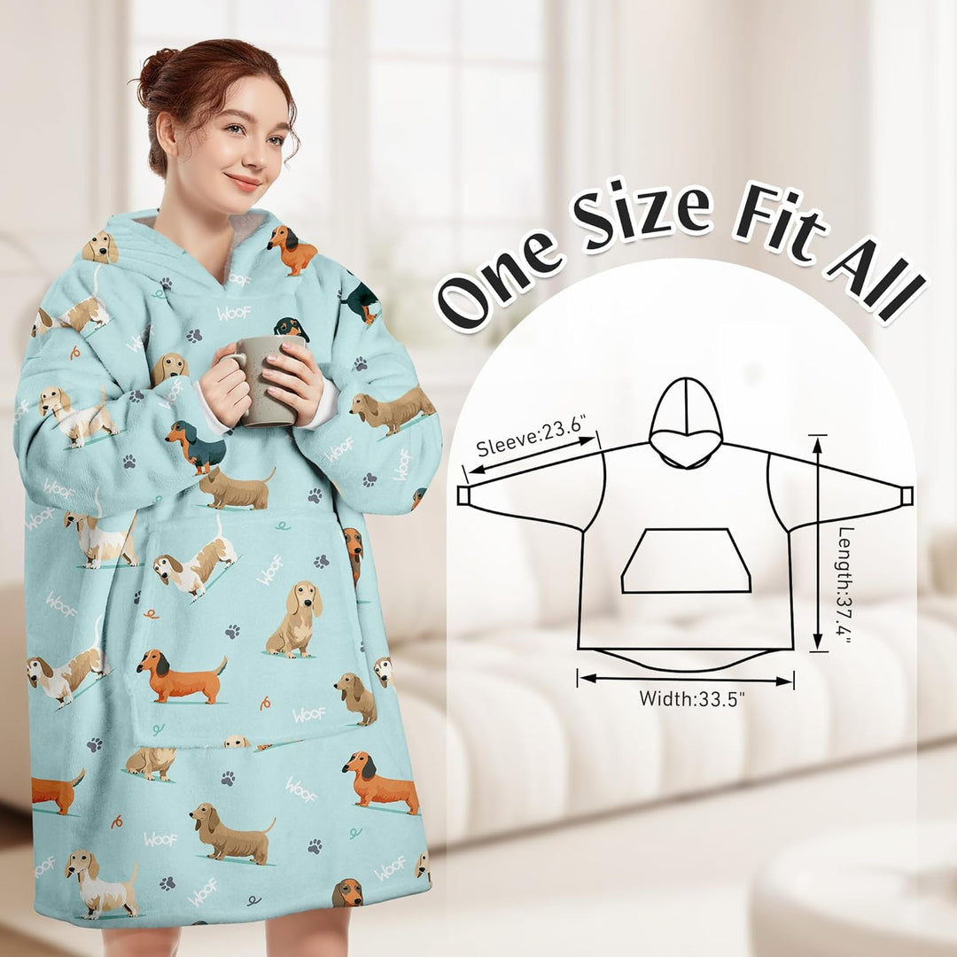 Queenshin Hoodie Decke mit Ärmeln Kuscheldecke Deckenpullover für Damen Herren, Tragbare Decke zum A
