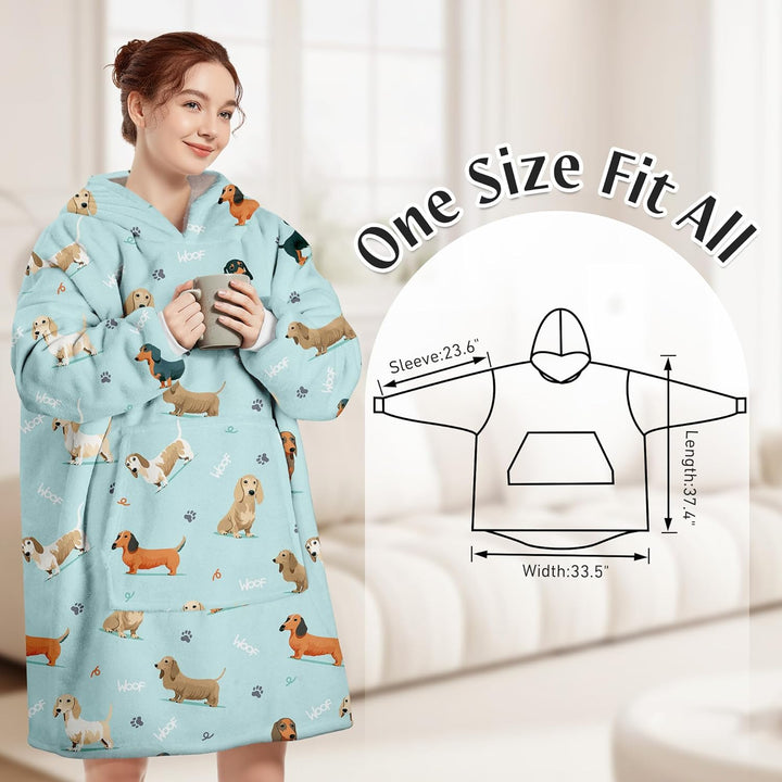 Queenshin Hoodie Decke mit Ärmeln Kuscheldecke Deckenpullover für Damen Herren, Tragbare Decke zum A