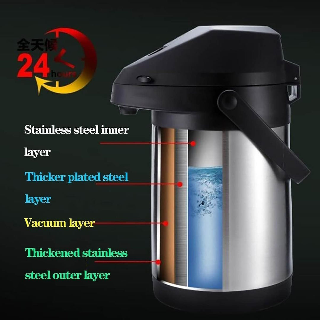 3L Pumpkanne Thermoskanne Isolierflasche mit Pumpe,Pump-Kaffeekanne mit Tragebügel,Pumpkanne aus pol