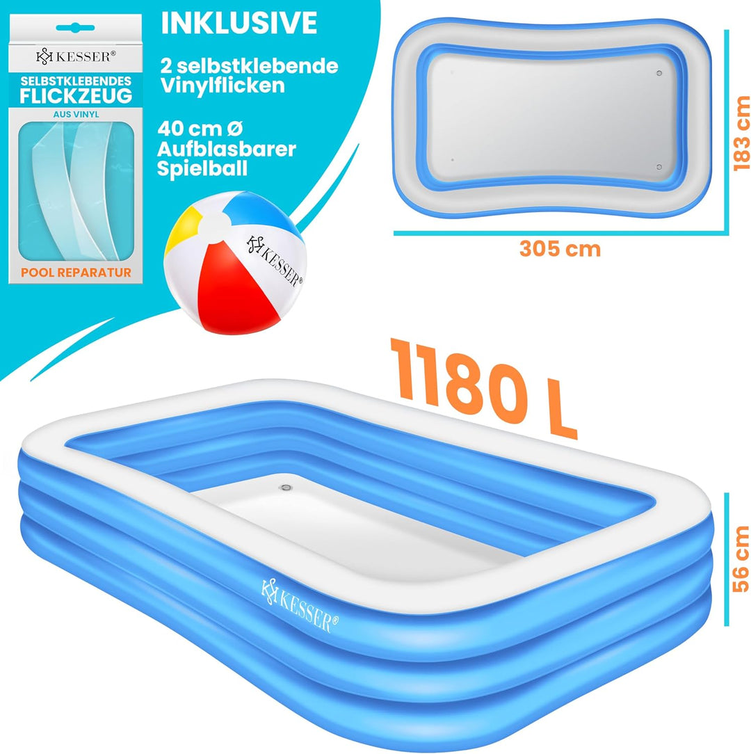 KESSER® Aufblasbarer Pool Familienpool für Kinder und Erwachsene Gartenschwimmbad Familienschwimmbad